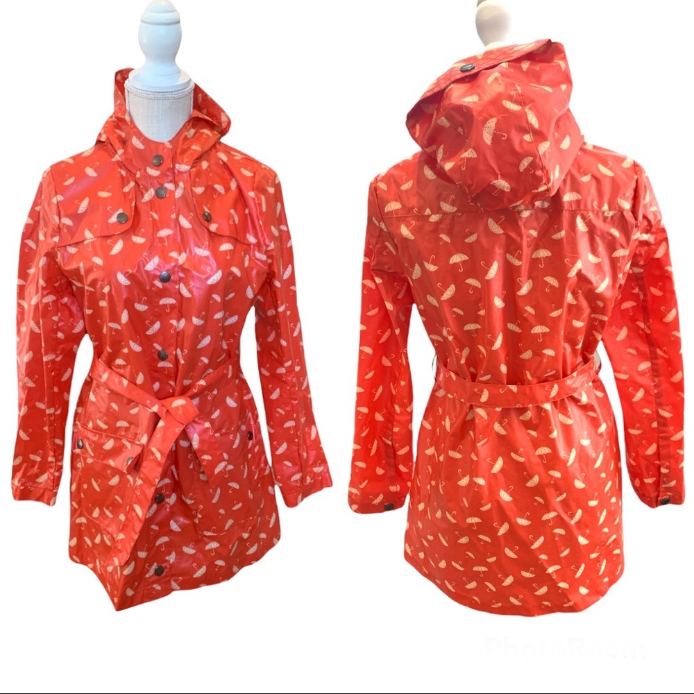 Hollister Red Printed Hooded Raincoat